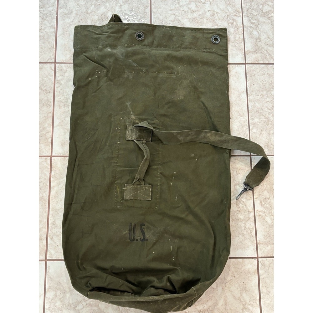 Vietnam US Military Heavy Duty Duck Cotton Canvas Duffle Bag Vintage Serviceable